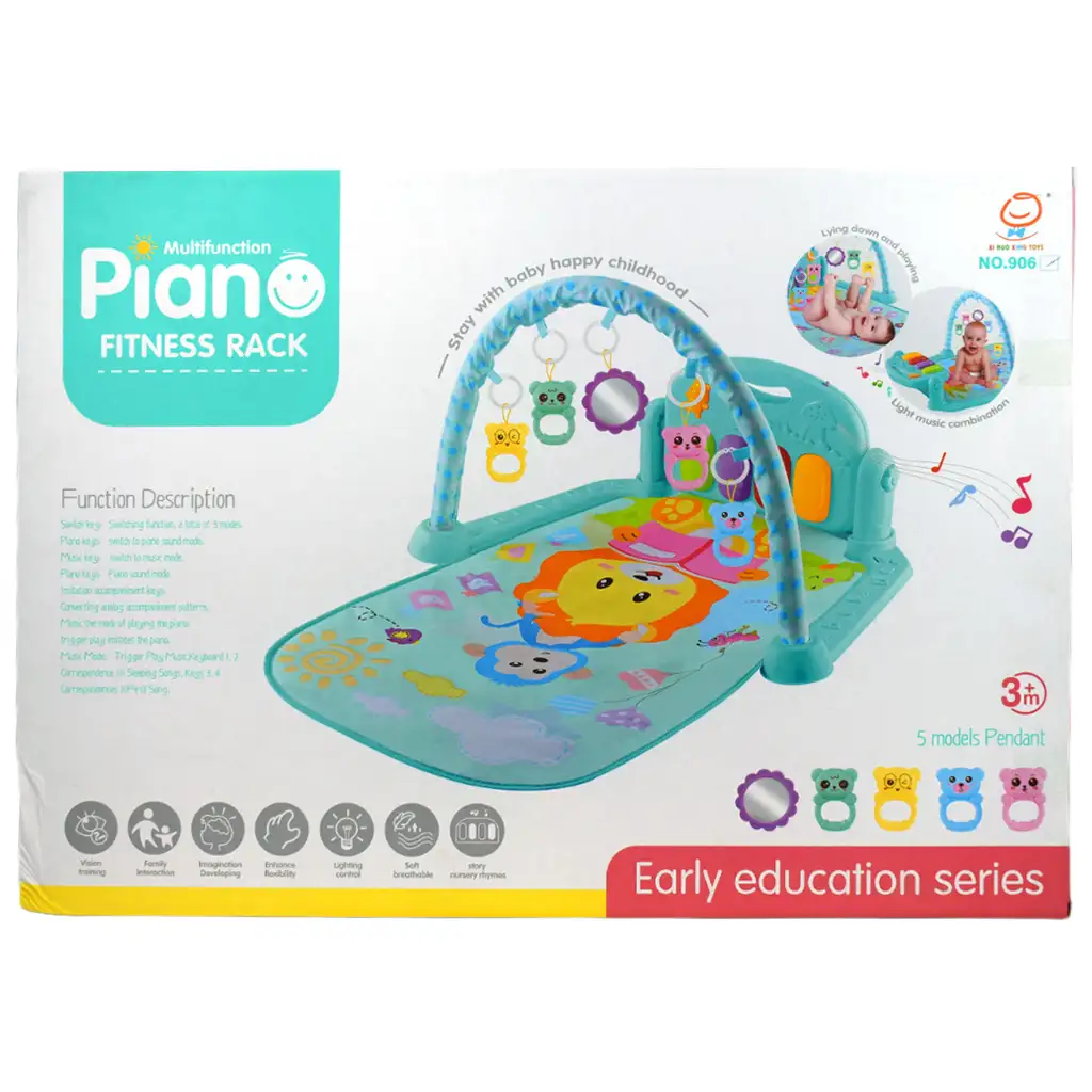 Löwenblauer Spielteppich mit Babyklavier 64x78cm kép 6