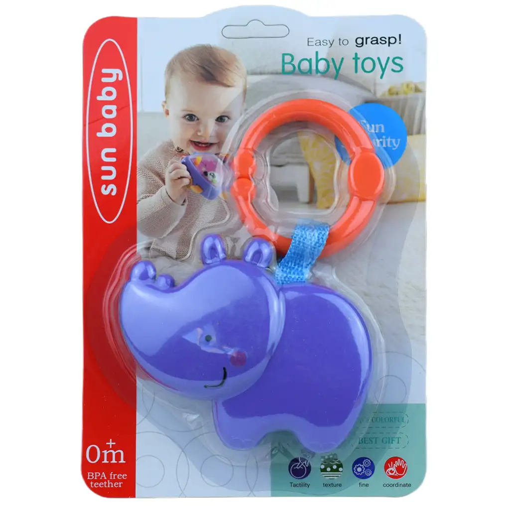 Sun Baby: Fröhliches Nilpferd BPA-freie Baby-Rassel kép 3