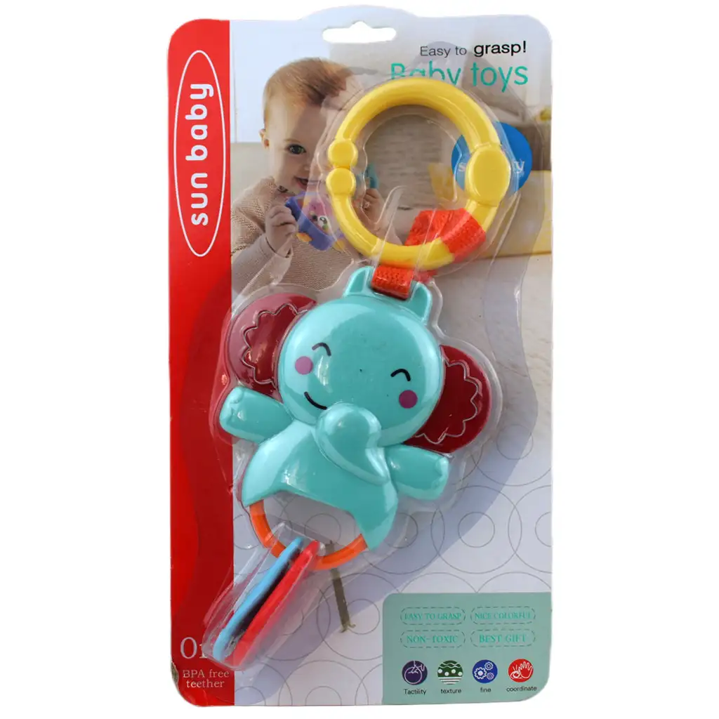Sun Baby: Fröhlicher Elefant BPA-freie Baby-Rassel und Beißring kép 4