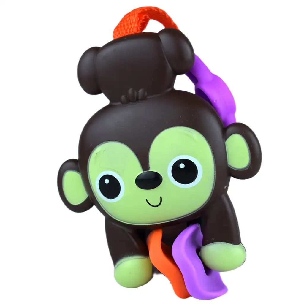 Sun Baby: Fröhlicher brauner Affe BPA-freie Babyrassel kép 2