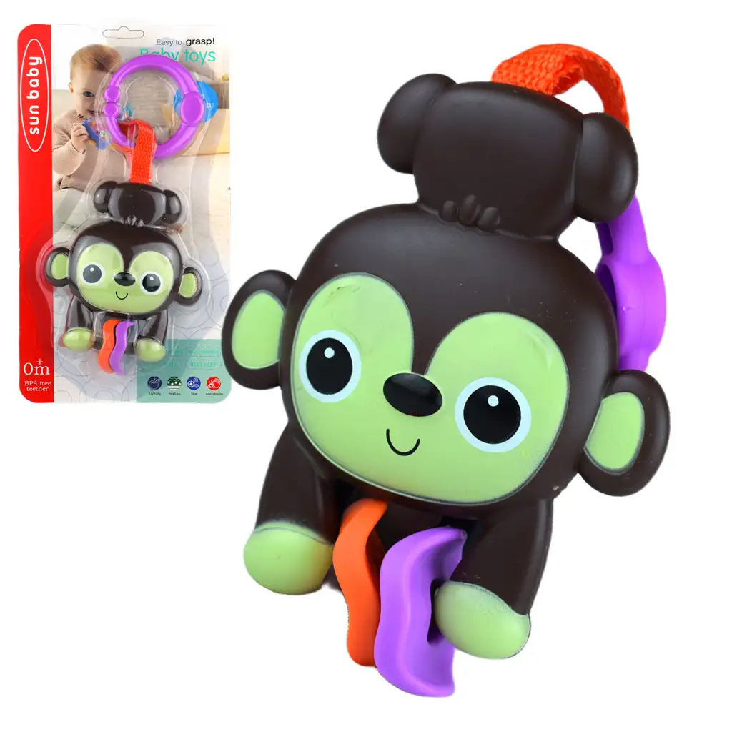Sun Baby: Fröhlicher brauner Affe BPA-freie Babyrassel