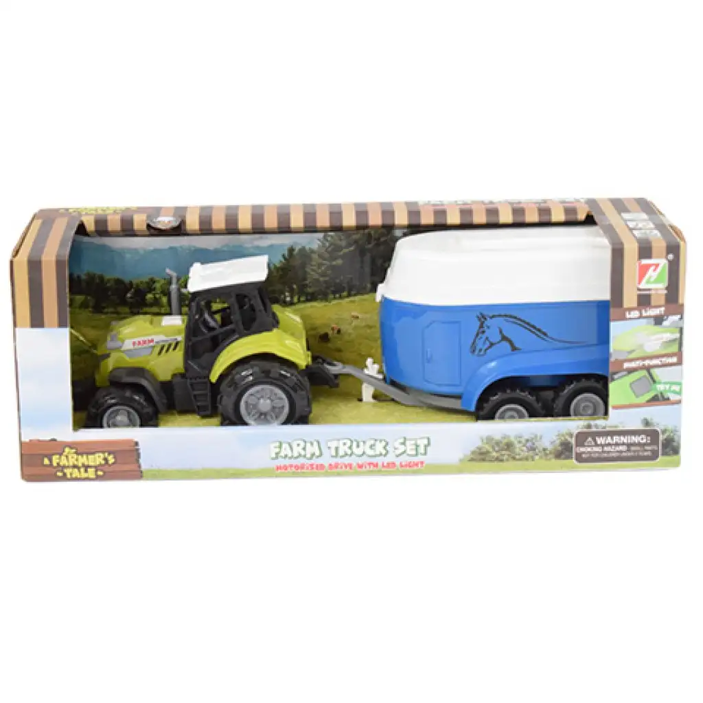 Farm Truck: Pferdetransporter Traktor mit Anhänger, Licht und Sound 23cm kép 4