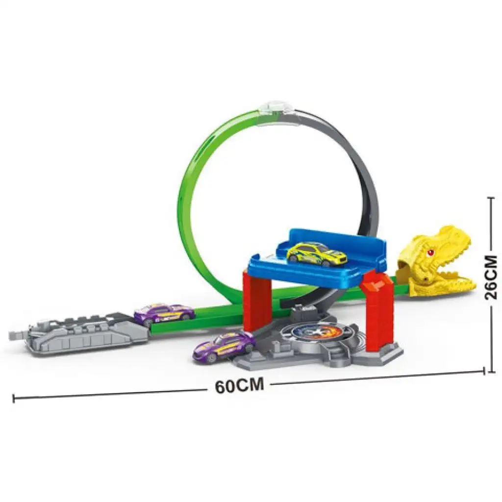 Dino-Katapult-Autobahn-Set mit kleinem Auto kép 2
