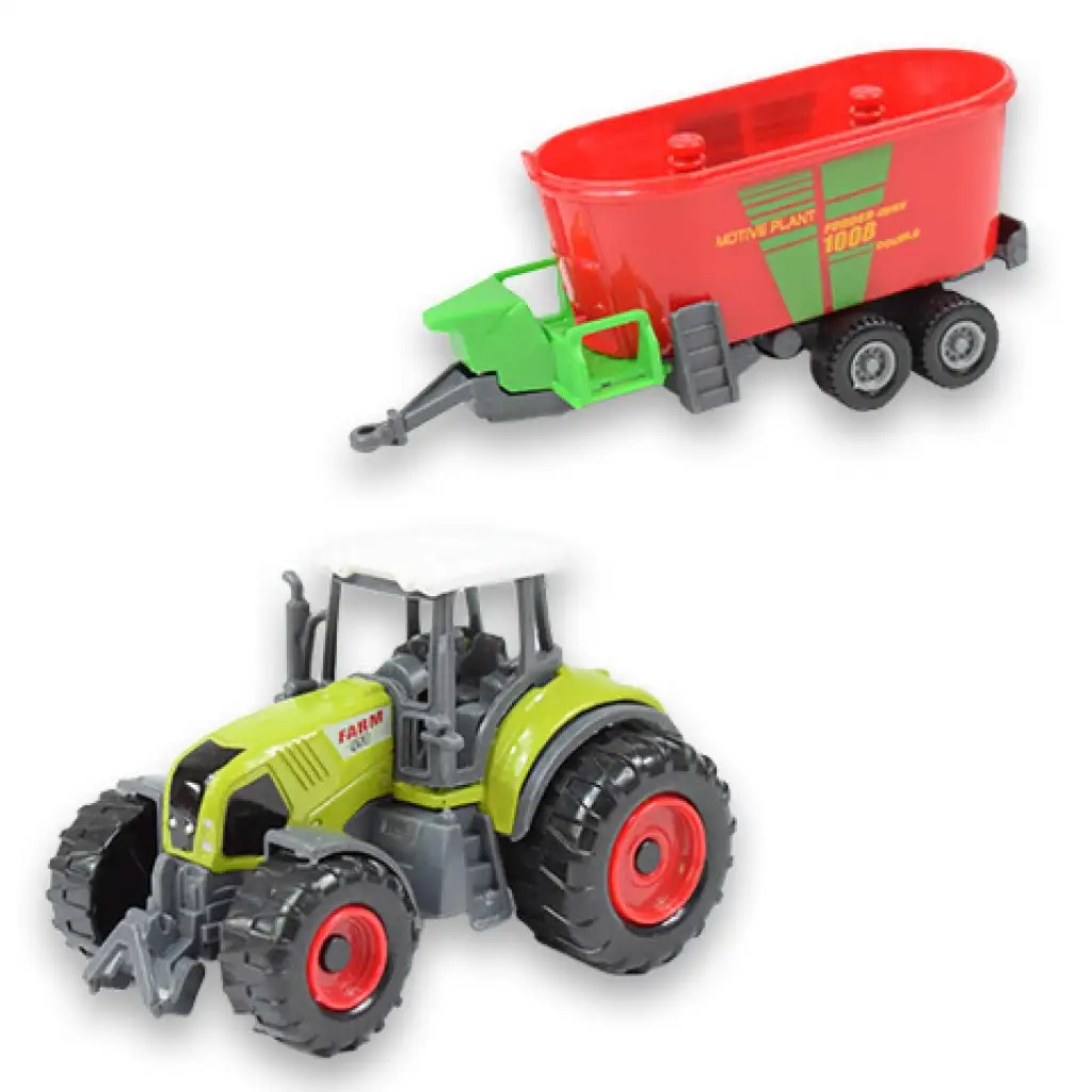 Farm Set: Landwirtschaftlicher Traktor mit Anhänger in vier Varianten 22cm kép 7