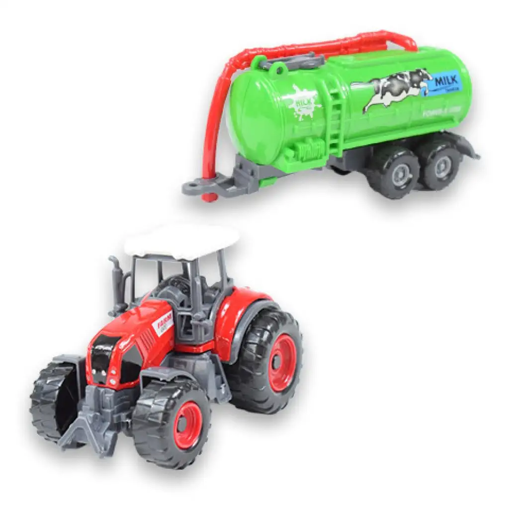 Farm Set: Landwirtschaftlicher Traktor mit Anhänger in vier Varianten 22cm kép 3