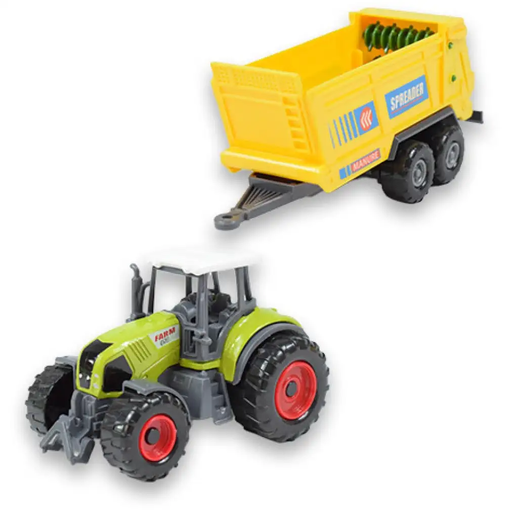 Farm Set: Landwirtschaftlicher Traktor mit Anhänger in vier Varianten 22cm kép 9