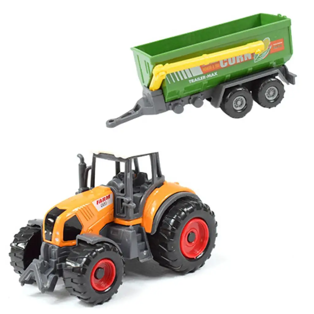 Farm Set: Landwirtschaftlicher Traktor mit Anhänger in vier Varianten 22cm kép 5