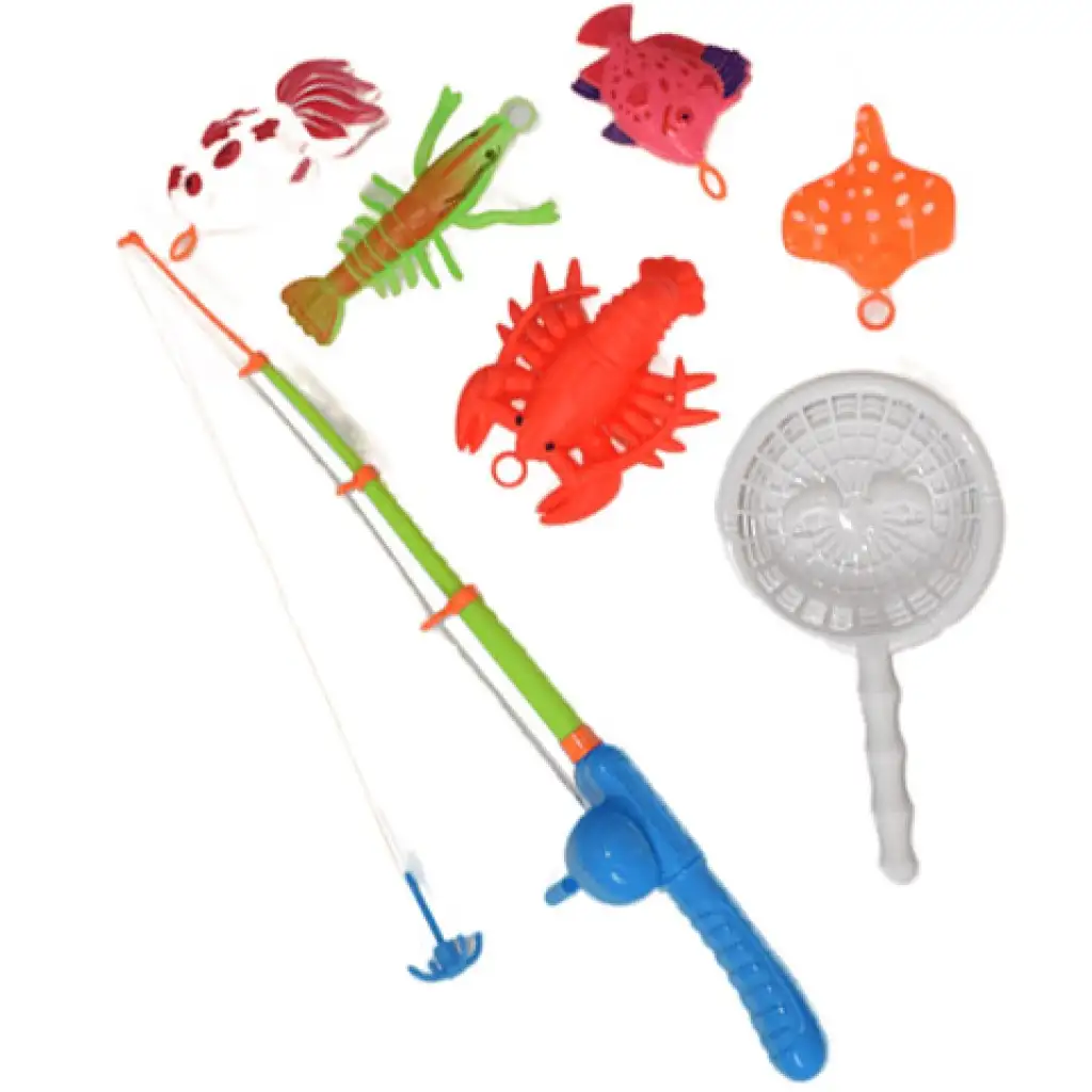 Buntes Angelspiel mit Fischen und Krebsen, Angelrute 47 cm kép 2