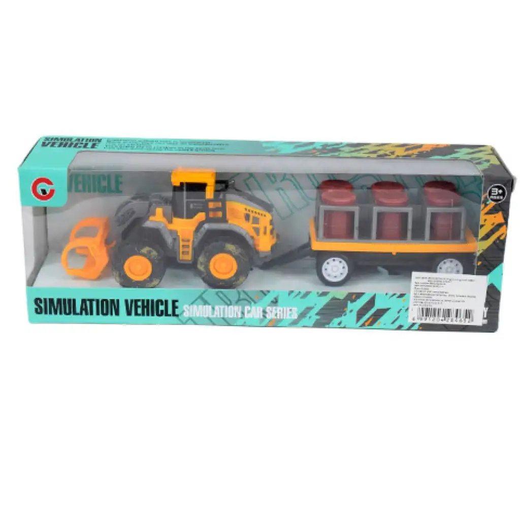 Engineering Truck: Traktor mit Ölfässern und Anhänger 24cm kép 4