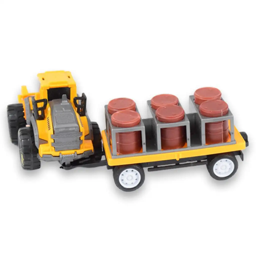 Engineering Truck: Traktor mit Ölfässern und Anhänger 24cm kép 2