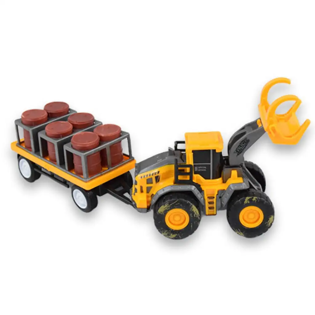 Engineering Truck: Traktor mit Ölfässern und Anhänger 24cm kép 3