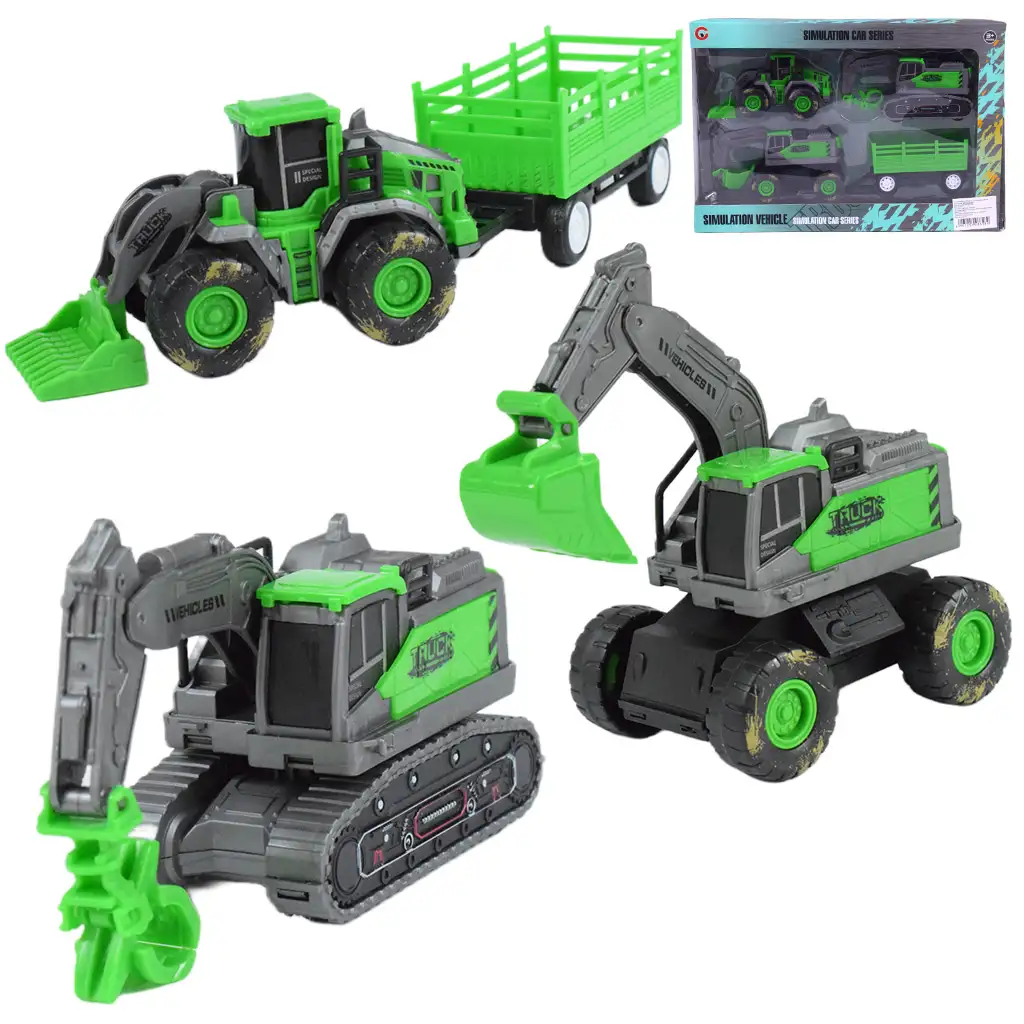 Simulation Vehicle: 3 db-os munkagép szett sáros kerékkel kép 1
