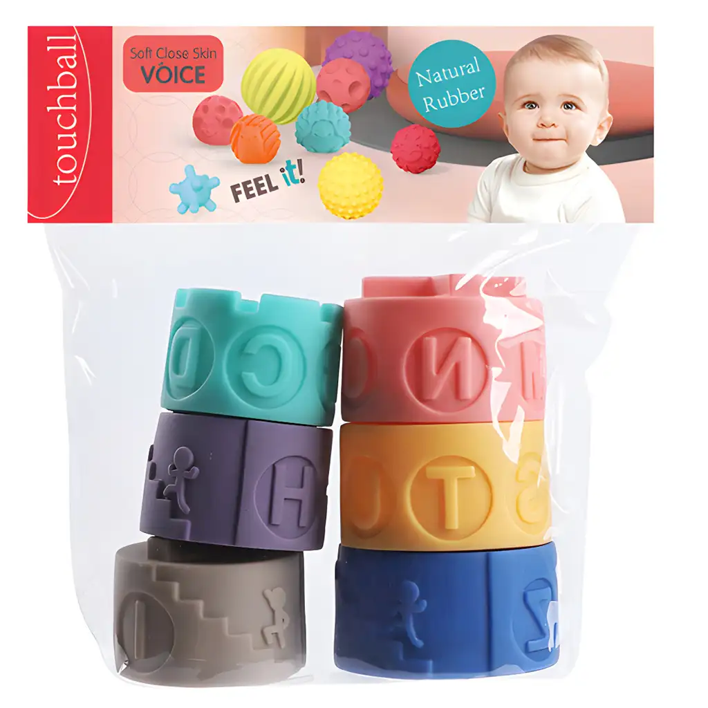 Touchball: Weicher Tastsinn-entwickelnder 6-teiliges Turmbauspielset kép 3
