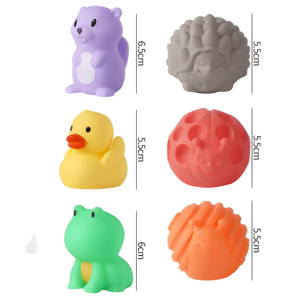 Touchball: 6-teiliges Set mit Tierfiguren und Bällen zur Förderung des Tastsinns kép 2