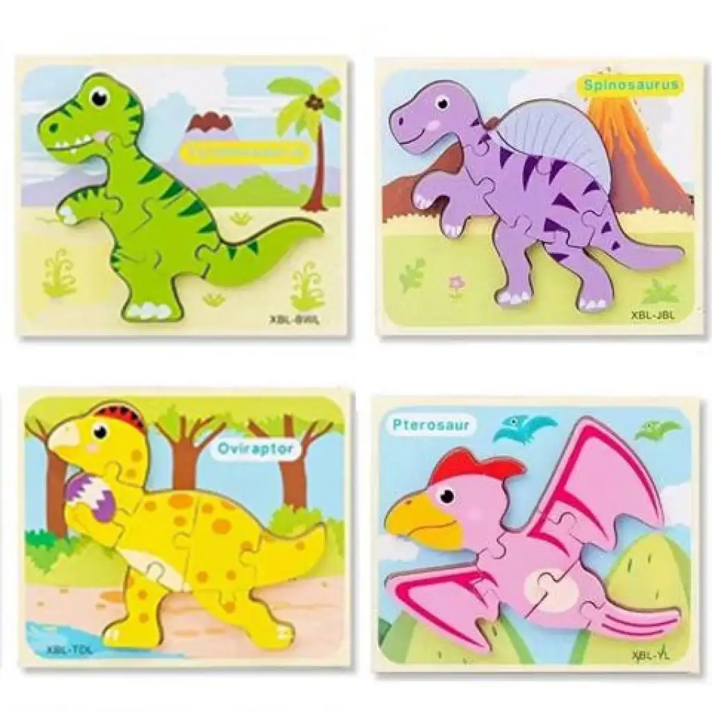 Holzpuzzle mit Dinosaurierformen in verschiedenen Varianten kép 2