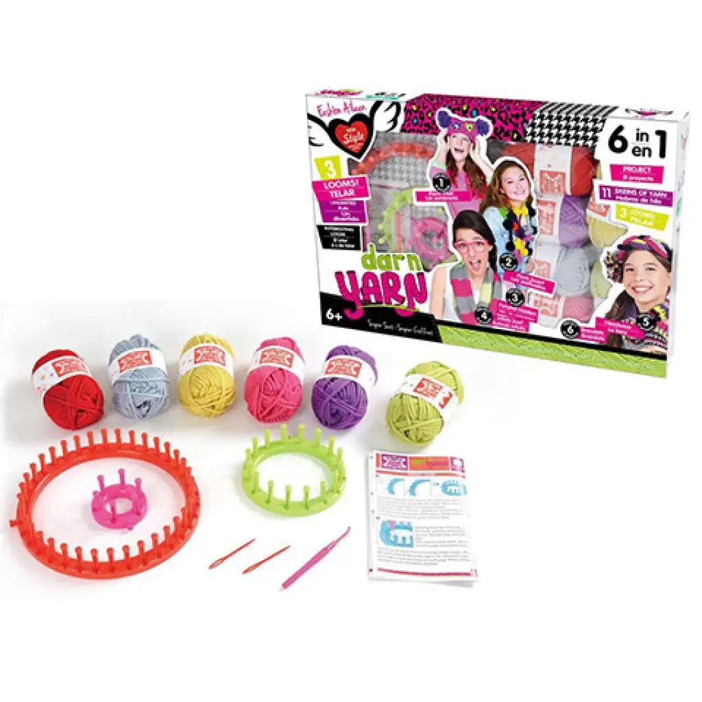 6-in-1 Webset mit buntem Garn