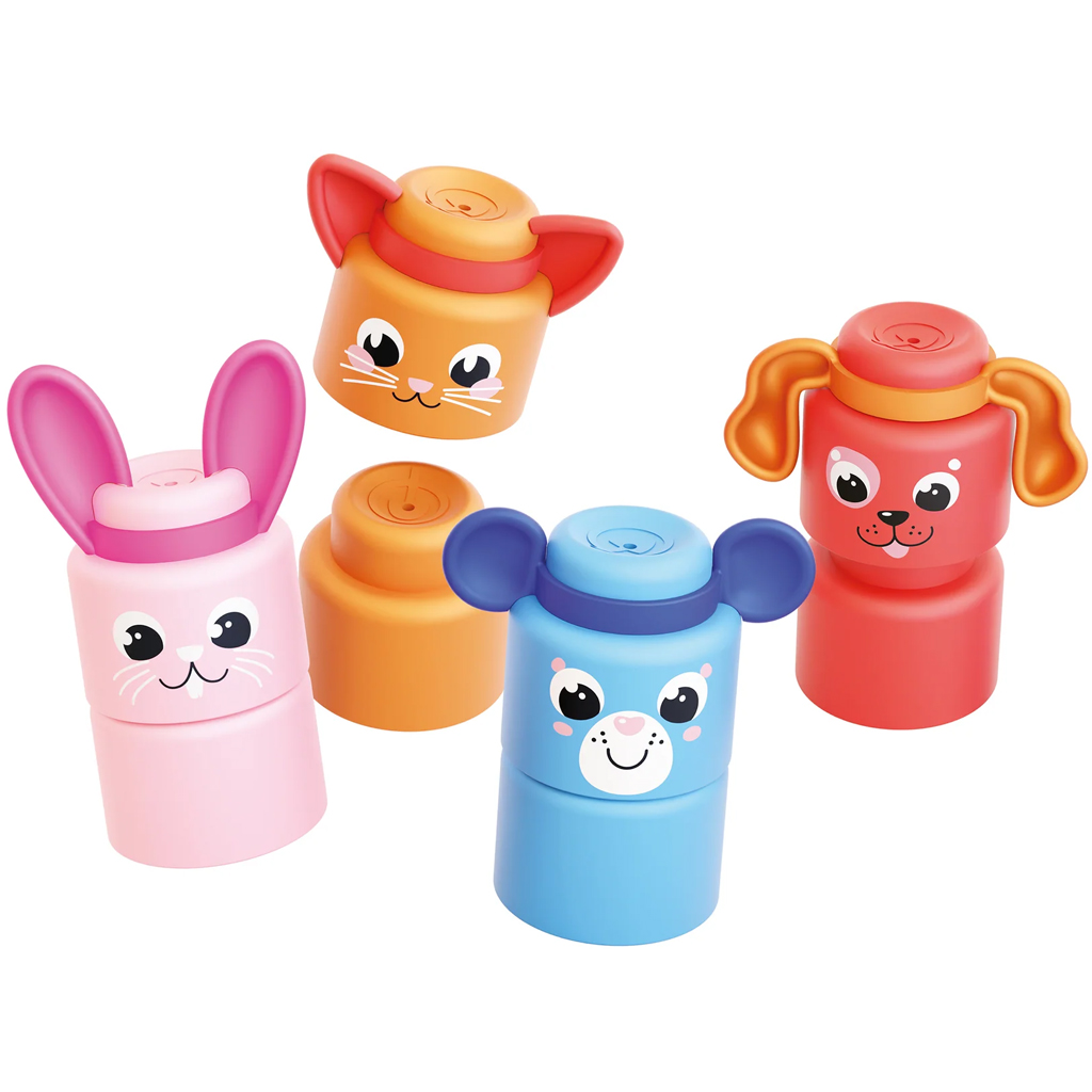 Quercetti: Momy Soft glückliche Tiere 12-tlg. weiches Baustein-Set kép 2