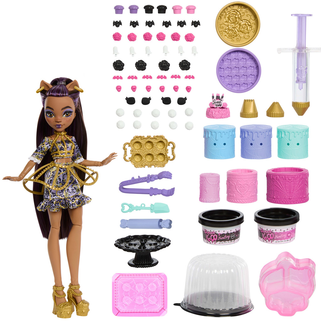 Monster High: Scary Sweet Geburtstag – Clawdeen Wolf Puppen-Tortendekorationsspielset – Mattel kép 2