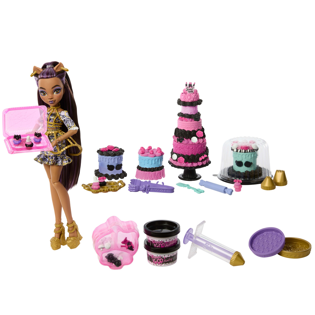 Monster High: Scary Sweet Geburtstag – Clawdeen Wolf Puppen-Tortendekorationsspielset – Mattel kép 3