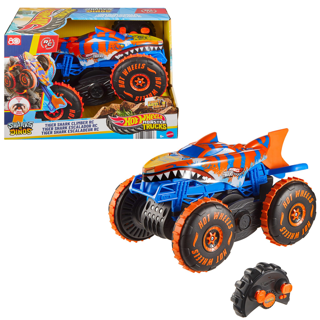 Hot Wheels Monster Trucks: Mega Tiger Shark RC ferngesteuertes Auto - Mattel