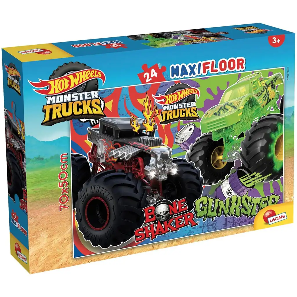 Hot Wheels Monster Trucks 24-teiliges Maxi-Bodenpuzzle 70x50cm - Lisciani