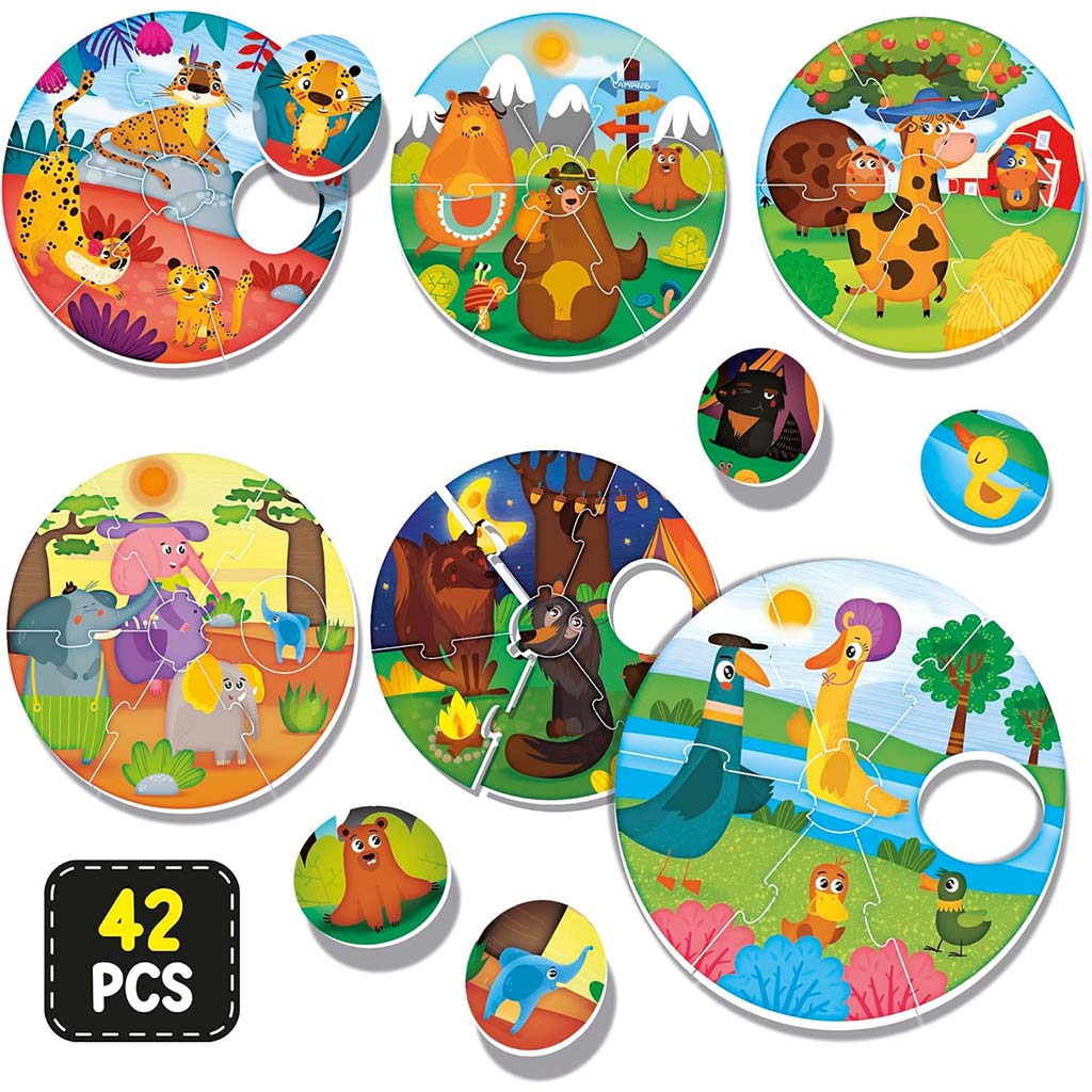 Montessori: Tierbabys Puzzle 42-teiliges Set - Lisciani kép 2