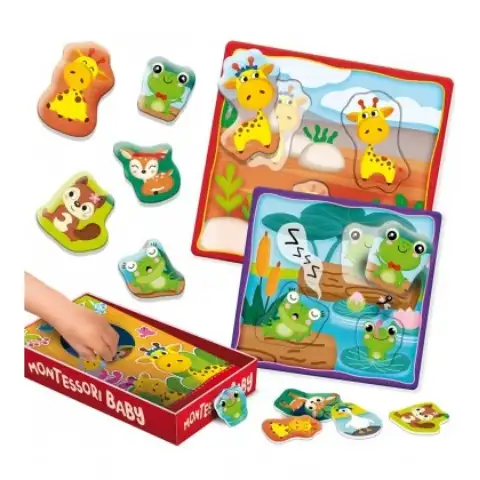 Montessori: Baby Box Fertigkeitsentwicklungs-Formenpuzzle - Tiere kép 2