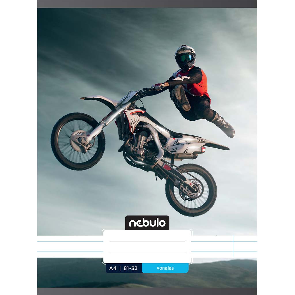 Nebulo: Geheftetes liniertes Heft mit Motocross-Muster 81-32 A/4
