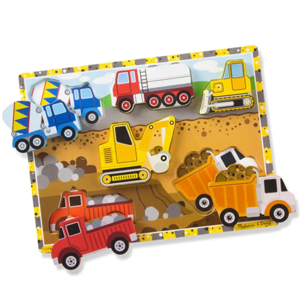 Munkagépes vastag fa formapuzzle 6 elemmel - Melissa & Doug kép 1