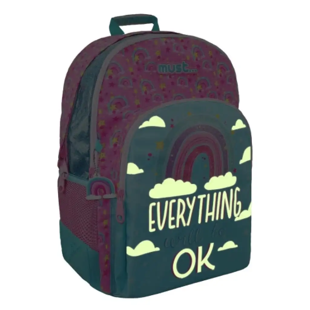 Must: Everything OK fényvisszaverő felhő mintás iskolatáska hátizsák kép 2