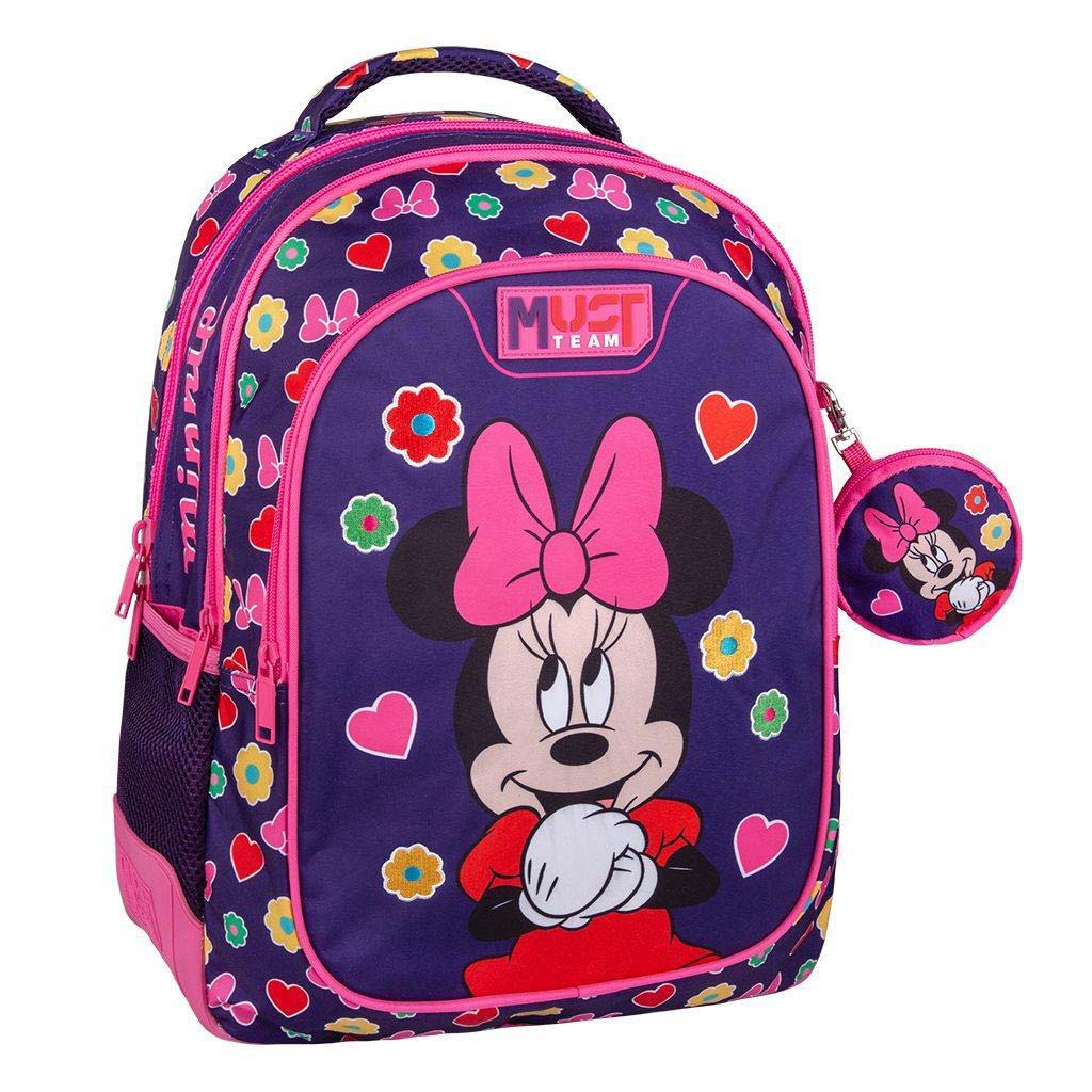 Luna: Must Team Disney Minnie egeres lekerekített 3 rekeszes iskolatáska, hátizsák 32x18x43cm kép 1