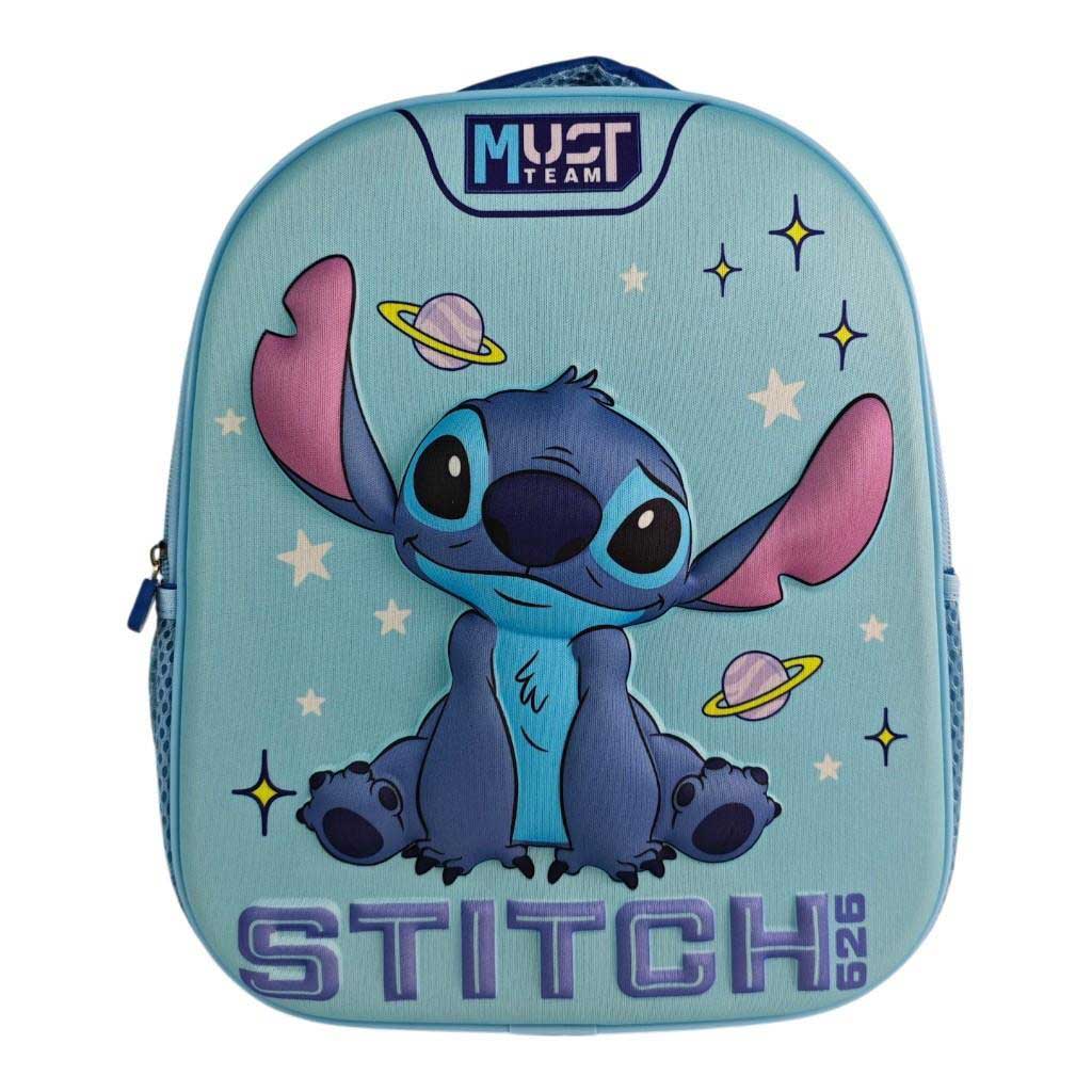 Luna: Must Team 3D Stitch az űrben mintás lekerekített ovis hátizsák 26x10x32 cm kép 1