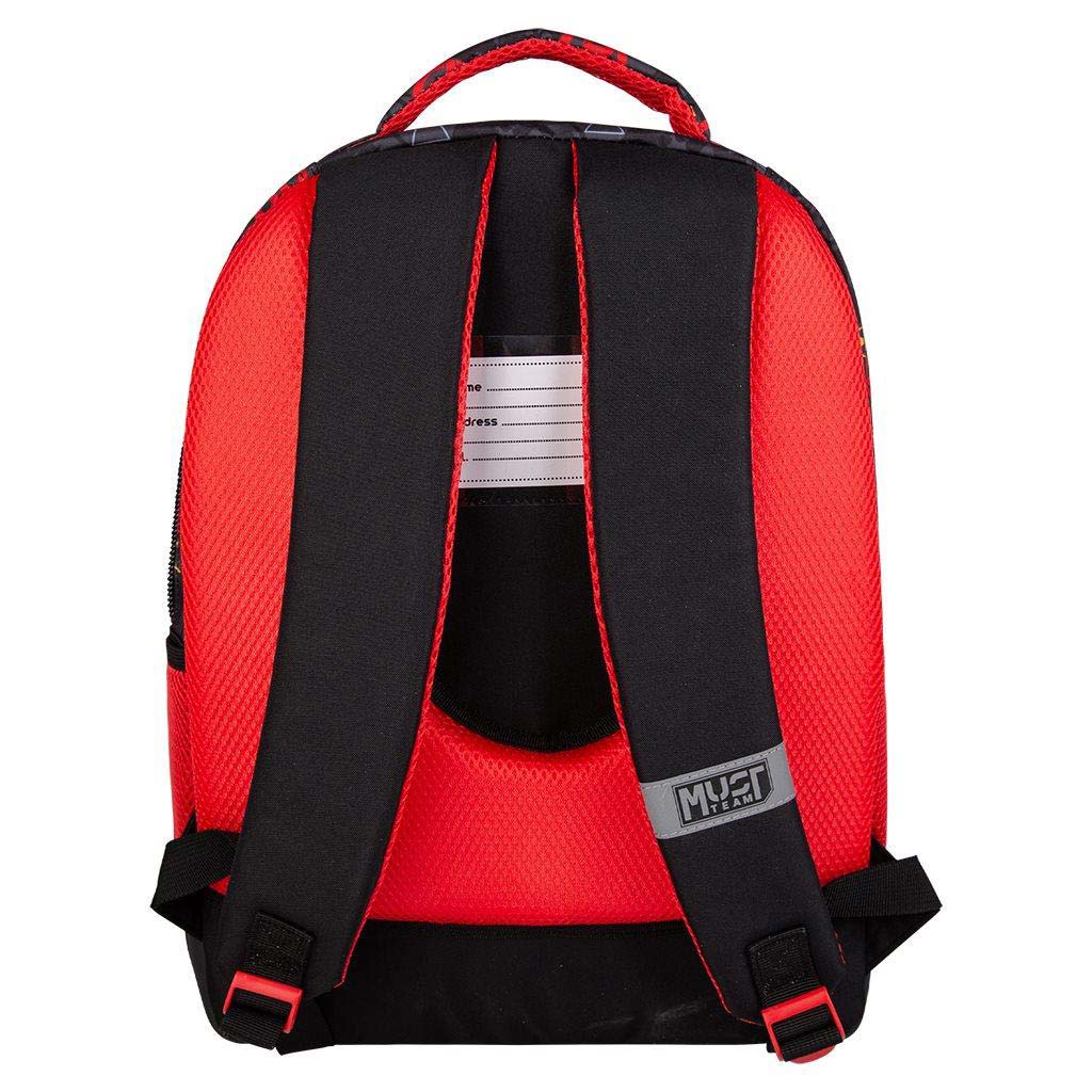 Luna: Must Team Vasember lekerekített 3 rekeszes iskolatáska, hátizsák 32x18x43cm kép 2