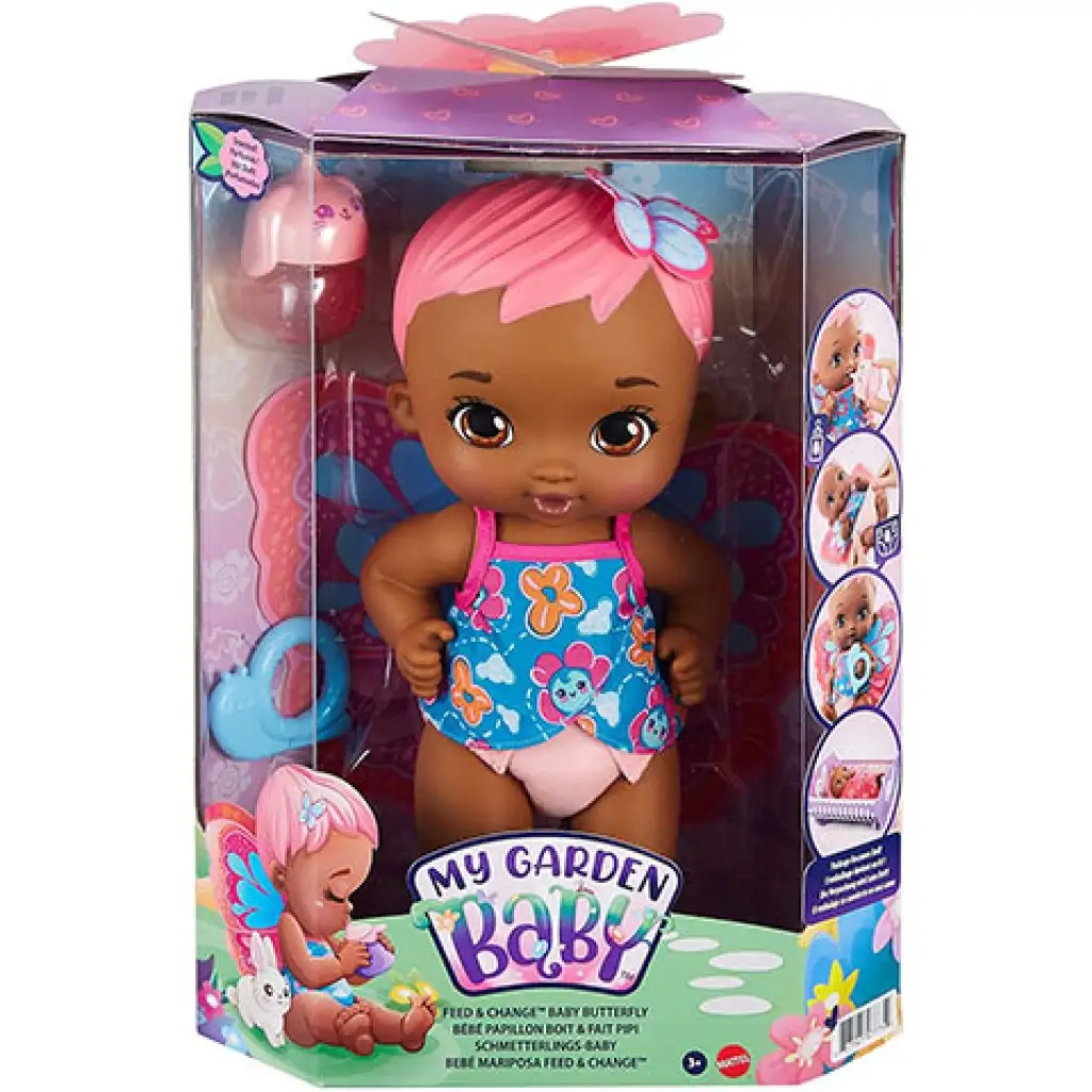 My Garden Baby: Édi-Bébi gondoskodás pillangó baba 30cm - Mattel kép 1