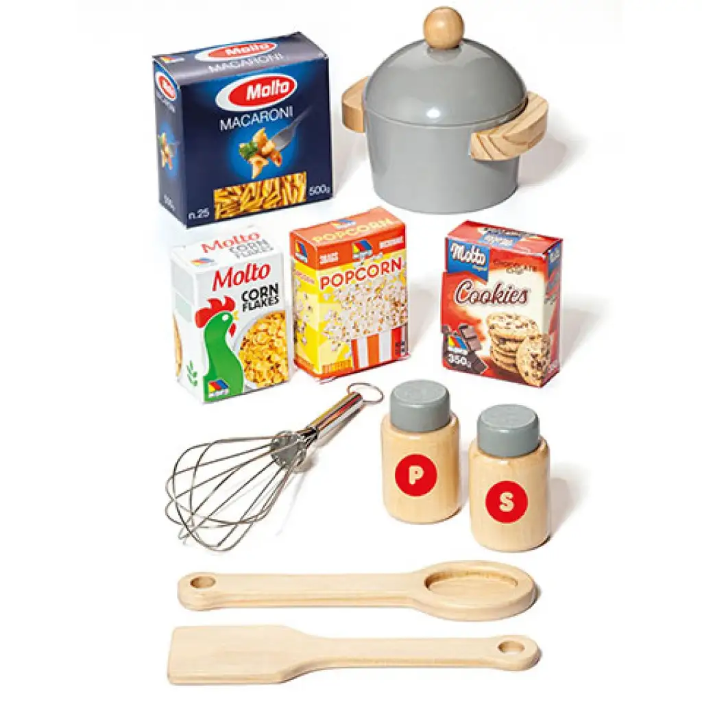 Molto: Nature Große Spielküche Holzspielset mit 10 Zubehörteilen kép 2