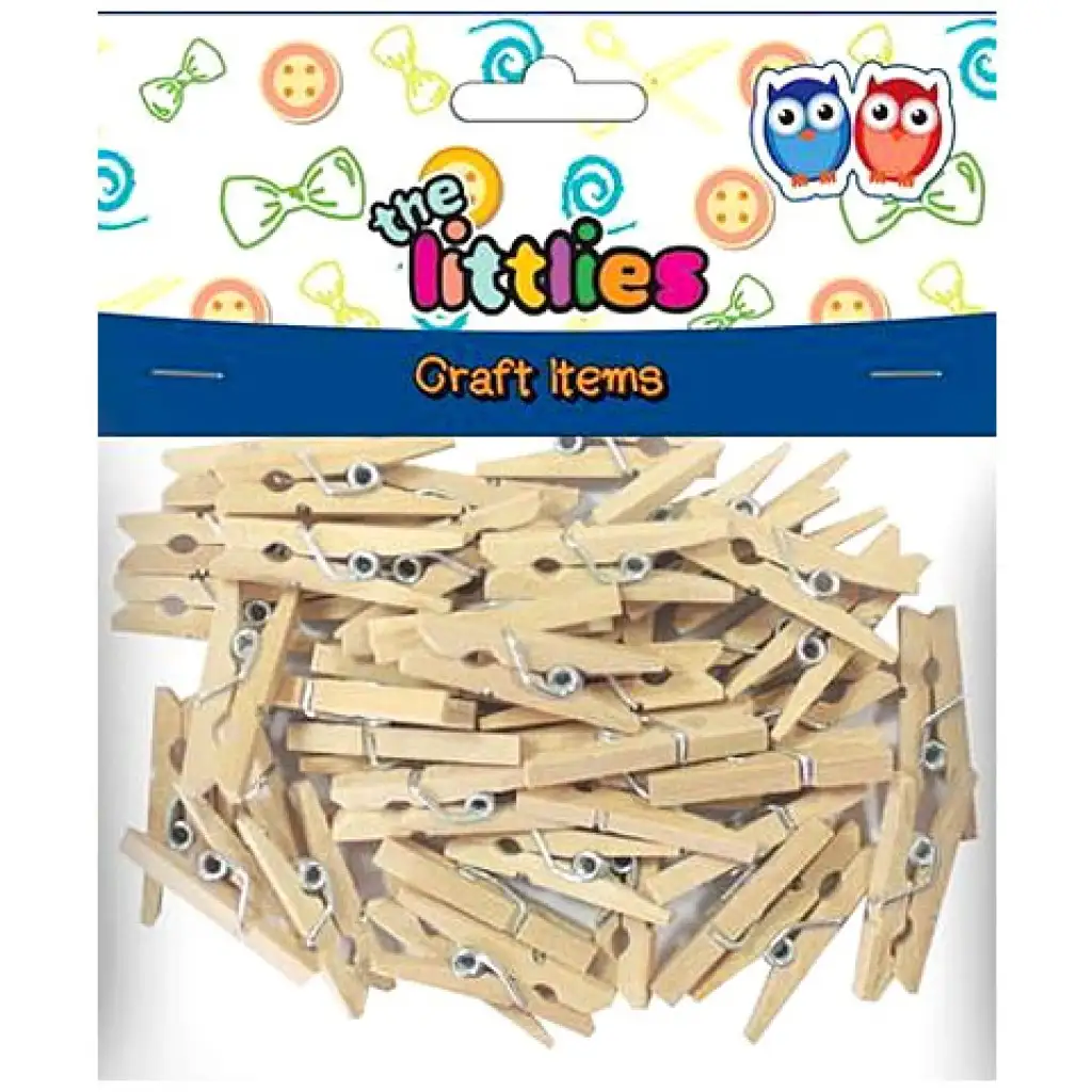 Naturholz Wäscheklammer 25mm 45 Stück