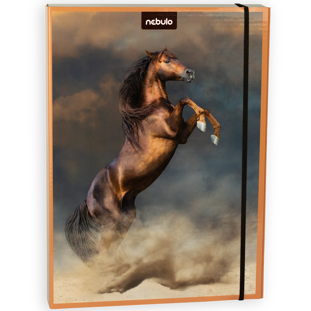 Nebulo: Wellpappe-Heftbox A4 Größe Graues Pferd