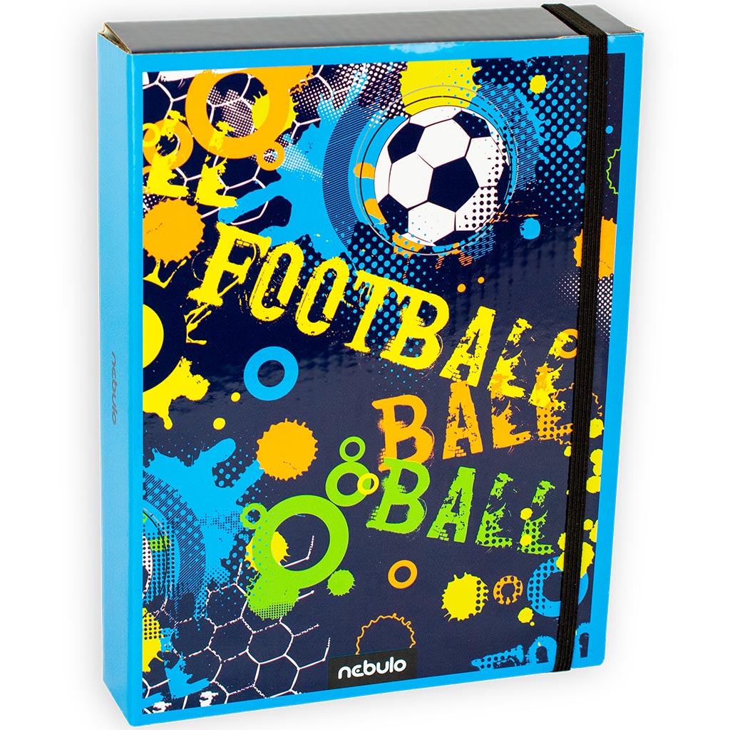 Nebulo: Wellpappe-Heftbox im A5-Format mit Fußballmotiv
