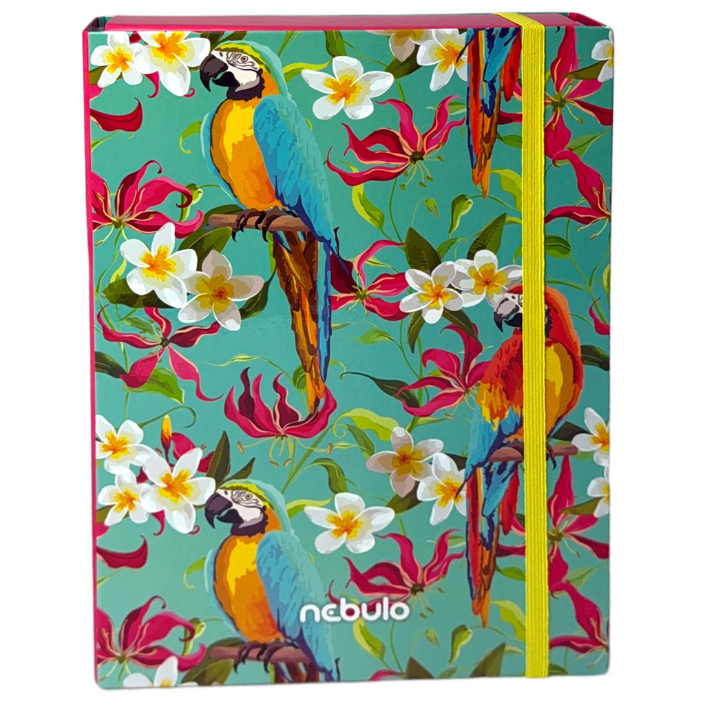 Nebulo: Heftbox A/4 Größe mit Papageienmotiv