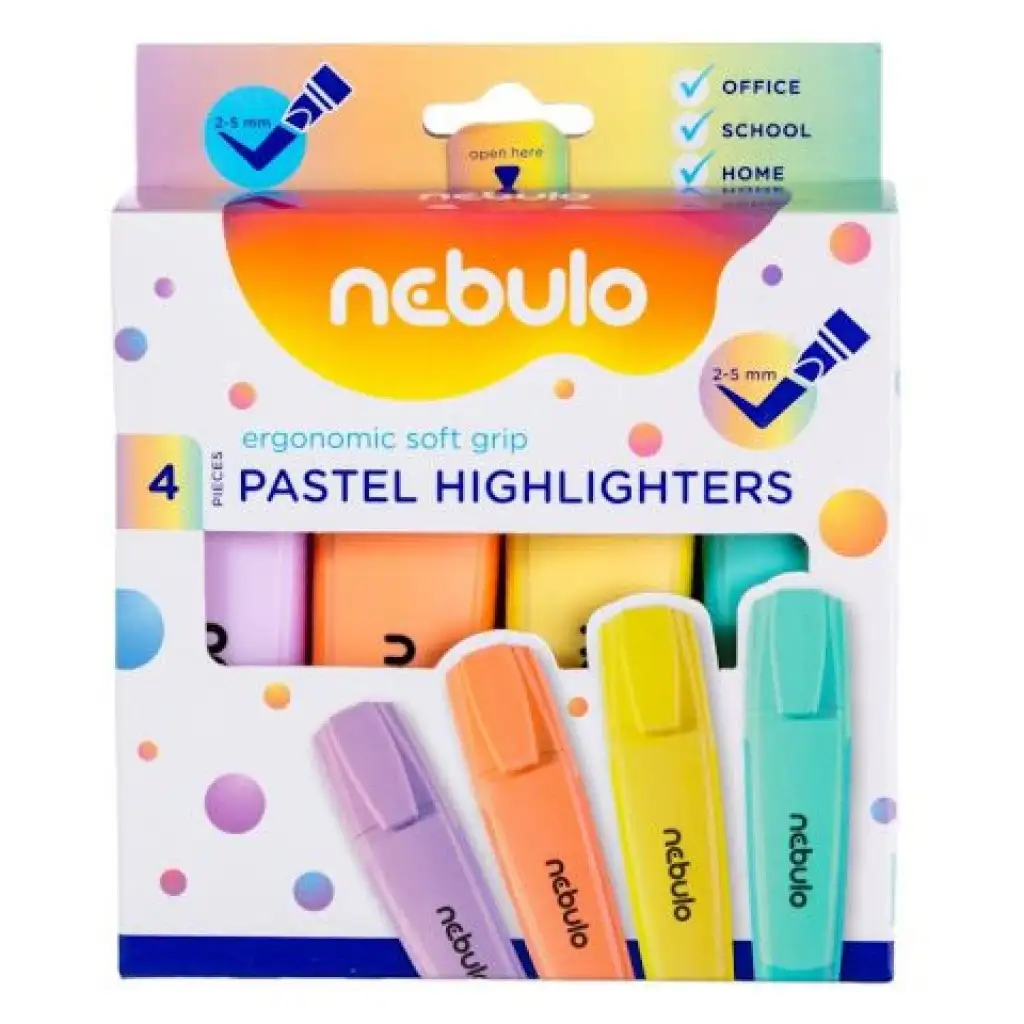 Nebulo: Pastellfarbener Textmarker-Set, 4-teiliges Set