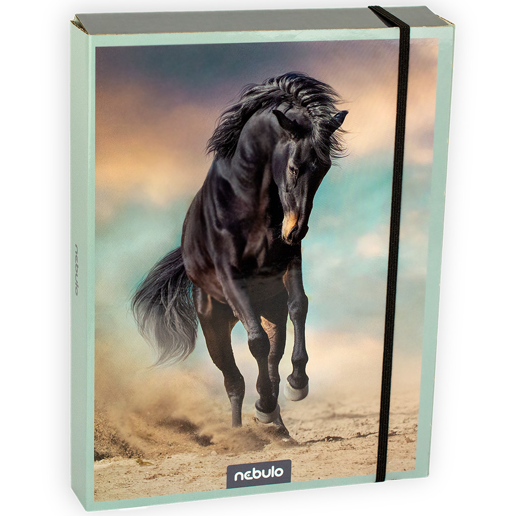 Nebulo: Wellkarton-Heftbox im A5-Format mit Pferdemotiv