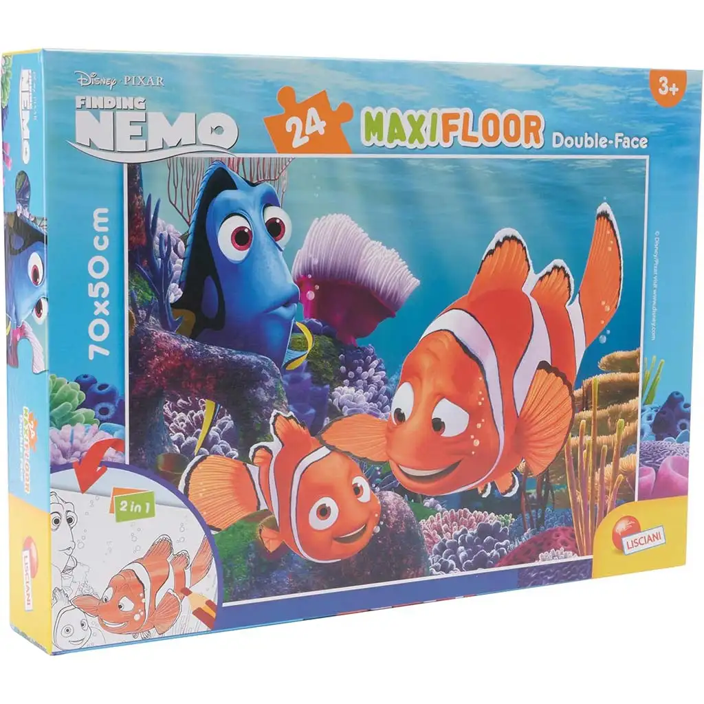 Findet Nemo 2-in-1 Maxi Puzzle mit 24 Teilen und Malbuch 70x50 cm – Lisciani