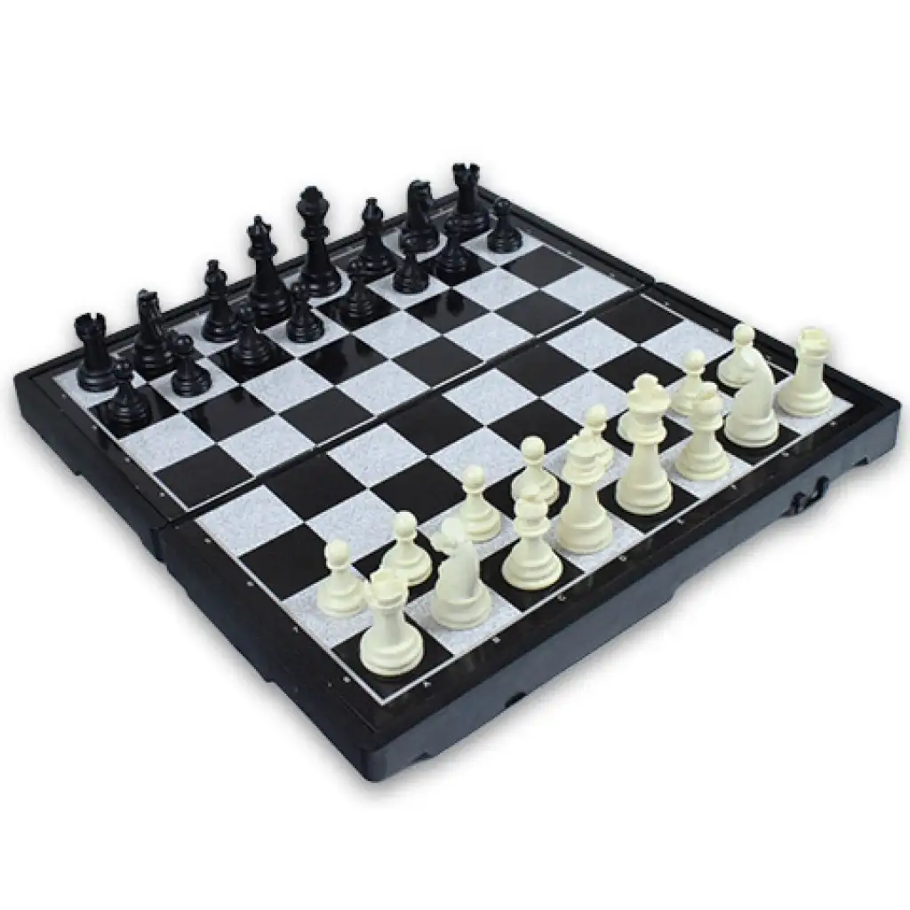 3-in-1 Kunststoff-Schachbrett mit Schach- und Damespielsteinen kép 2