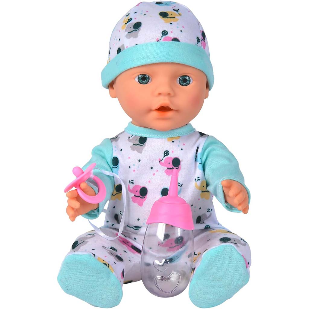 New Born Baby Fläschchenpuppe im Elefanten-Outfit – Simba Toys kép 2