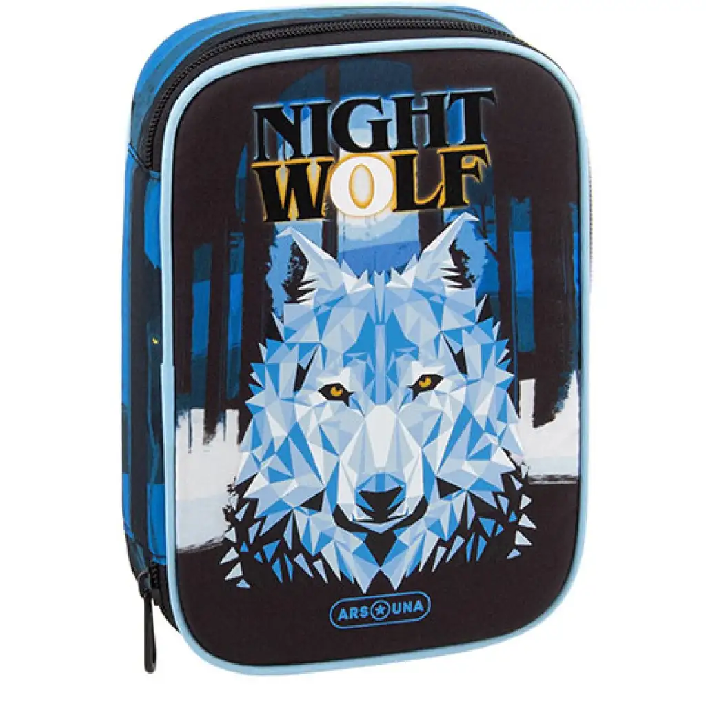 Ars Una: Nightwolf mehrstöckiges ausklappbares Federmäppchen 15,5x22,5x4,5cm