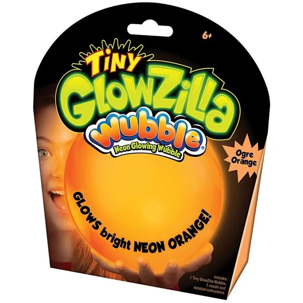 Tiny Glowzilla Wubble leuchtender Neon-Ballon in Orange, 30 cm