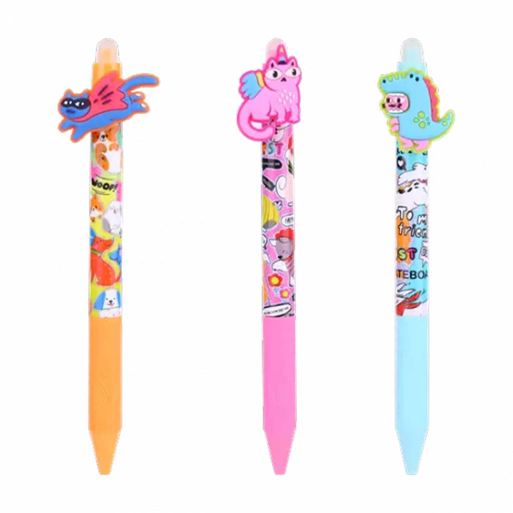 Nebulo: Gel-Kugelschreiber mit Radierfunktion und Druckmechanismus, Motiv: kostümierte Katzen, verschiedene Ausführungen, 1 Stück