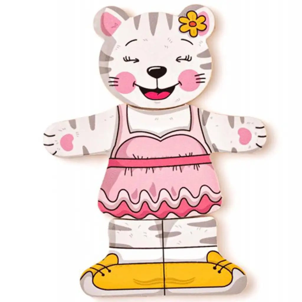 Anziehbare Katze Holzpuzzle 18-teilig - Woodyland kép 4