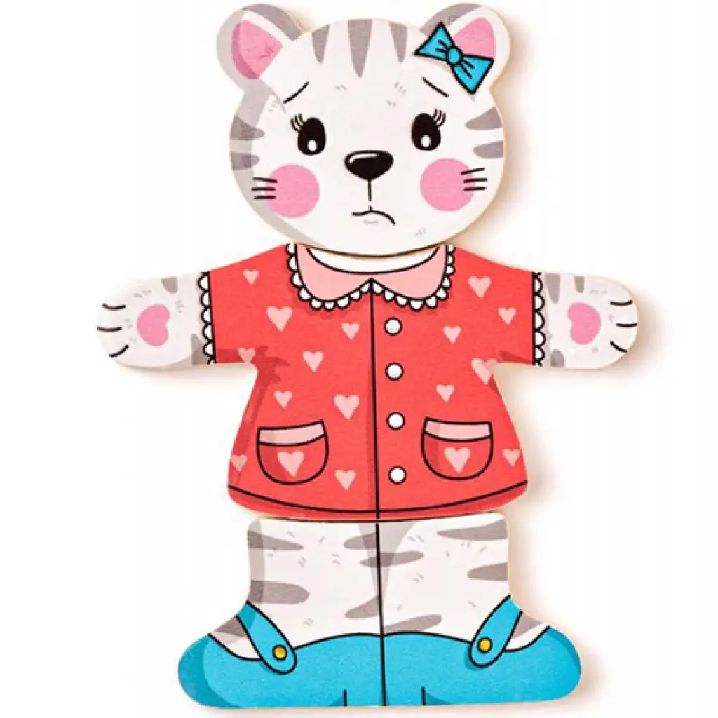 Anziehbare Katze Holzpuzzle 18-teilig - Woodyland kép 5