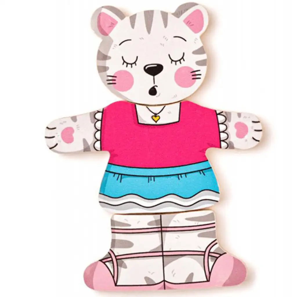 Anziehbare Katze Holzpuzzle 18-teilig - Woodyland kép 6